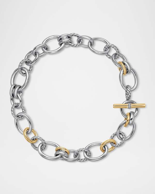 DY Mercer Necklace with Diamonds and 18K Gold in Silver, 25mm, 19"L
