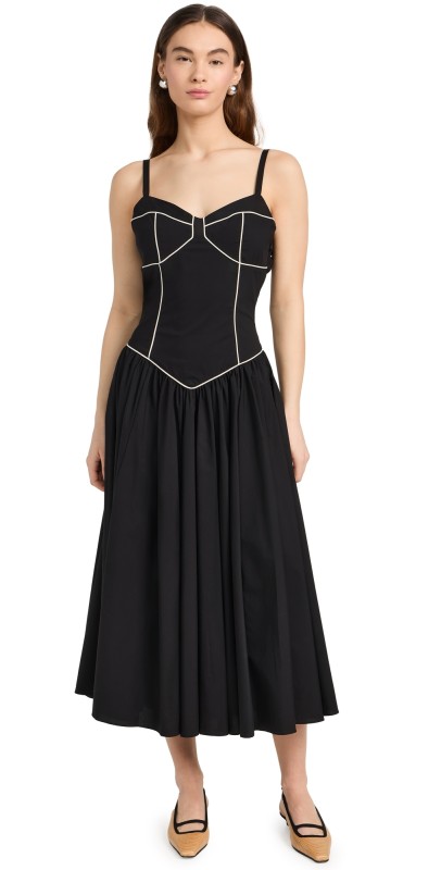 CAROLINE CONSTAS Orella Dress Black Off White Combo
