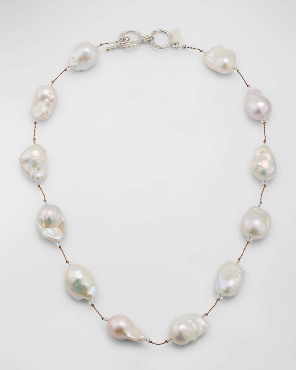 White Baroque Pearl Necklace with Sterling Silver