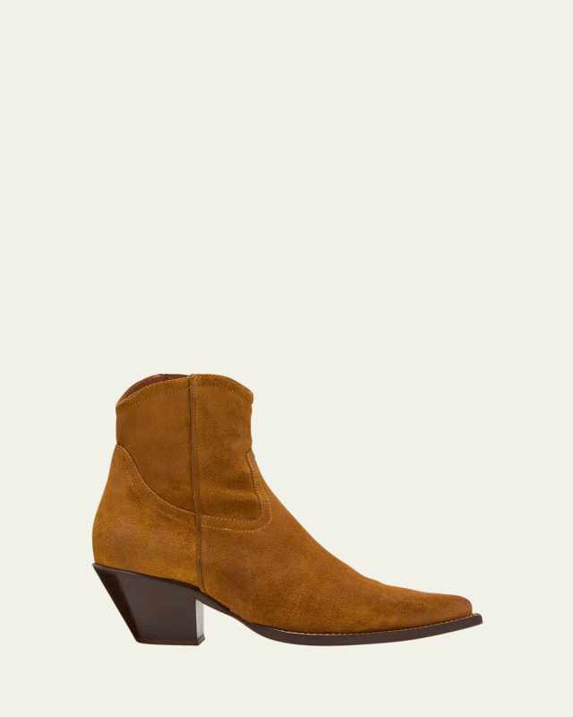 Skinny Suede Zip Cowboy Ankle Booties