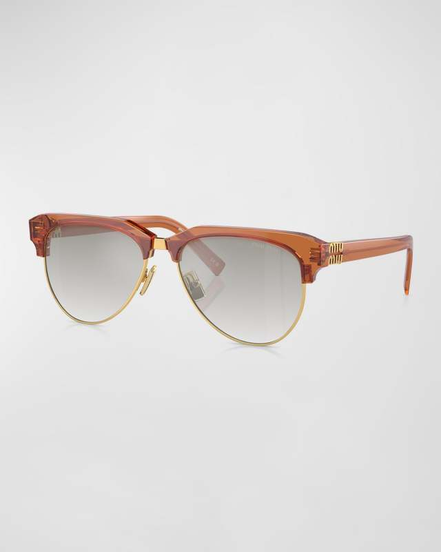 Acetate & Metal Aviator Sunglasses