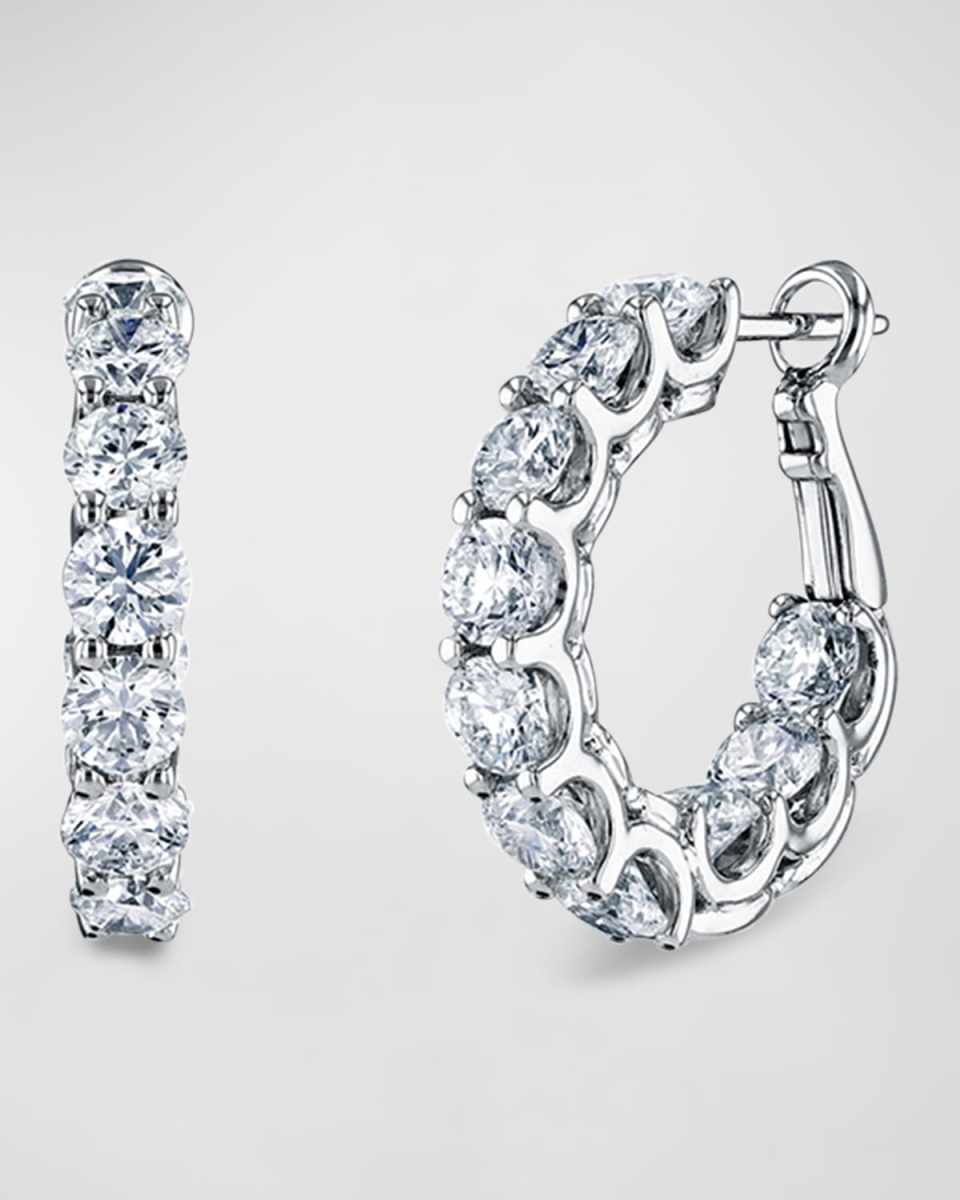 18K White Gold Diamond Hoop Earrings, 3.30tcw/0.75"L