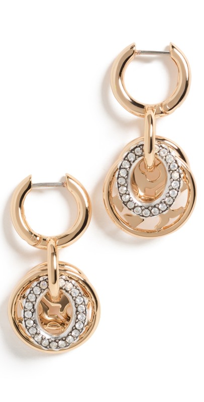 Tory Burch Miller Pave Interlocking Earrings Tory Gold/Crystal