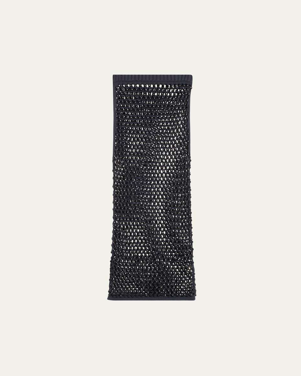 Crystal Open-Knit Midi Skirt