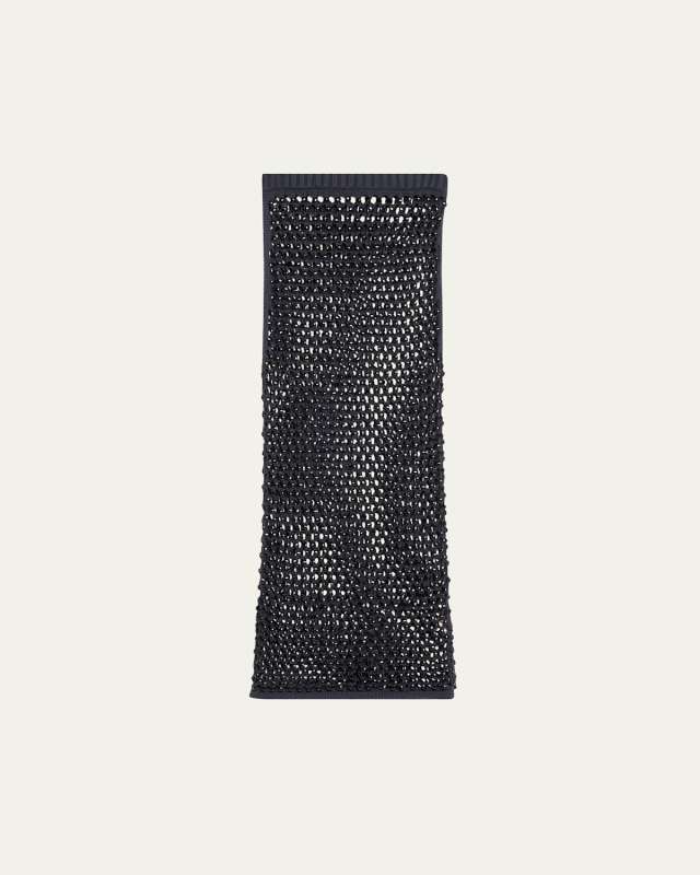 Crystal Open-Knit Midi Skirt