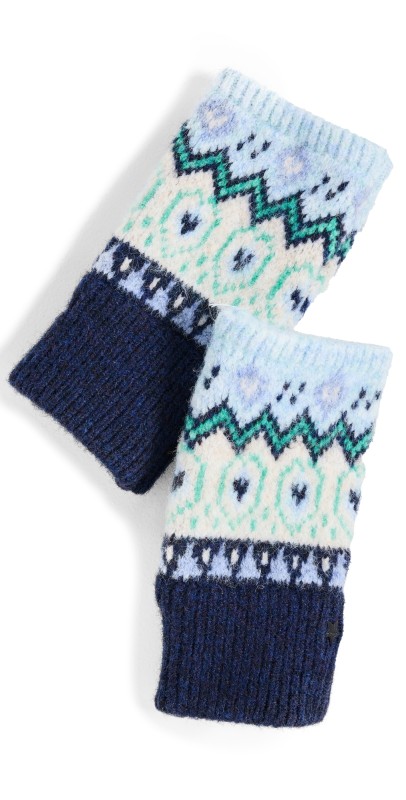 Jocelyn Knit Fair Isle Fingerless Mittens Blue Multi