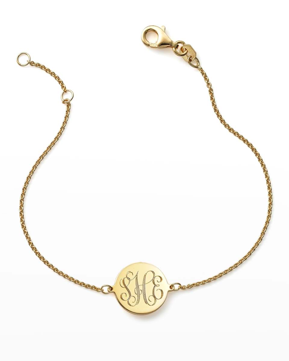 Cara 14K Gold Monogrammed Circle Chain Bracelet, Gold