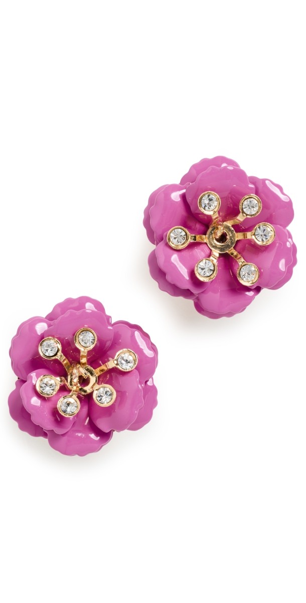 Carolina Herrera Flower Stud Earrings Rose