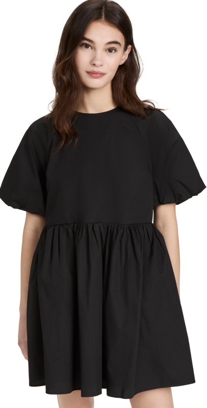 English Factory Short Balloon Sleeve Mini Dress Black