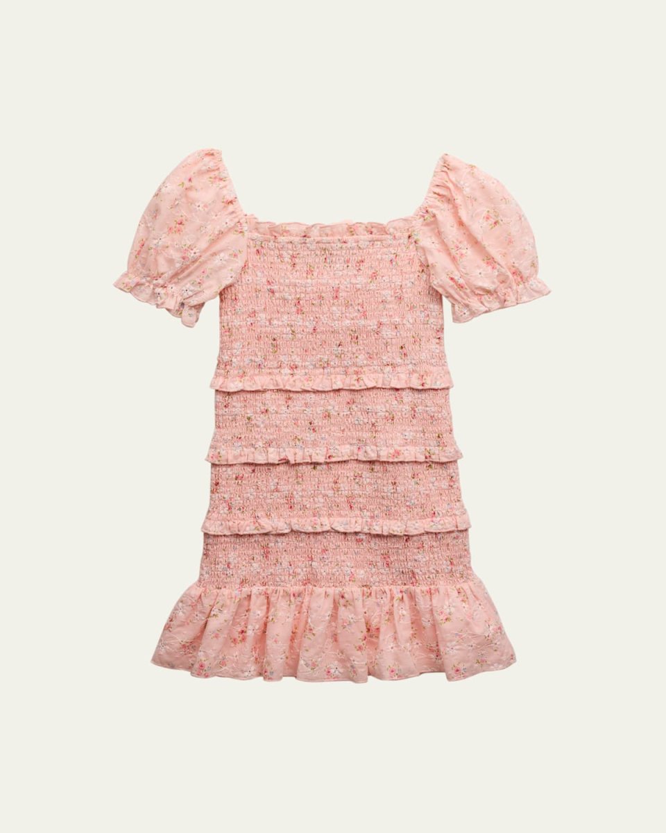 Girl's Laila Smocked Floral-Print Dress, Size S-XL