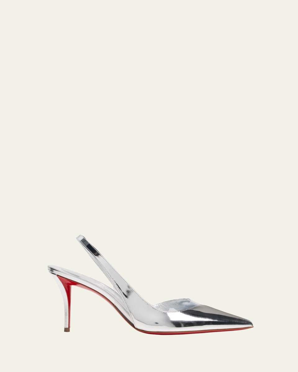 Posticha Metallic PVC Red Sole Slingback Pumps