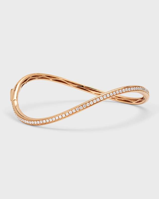 Sparkle 18K Rose Gold Curved Diamond Bangle