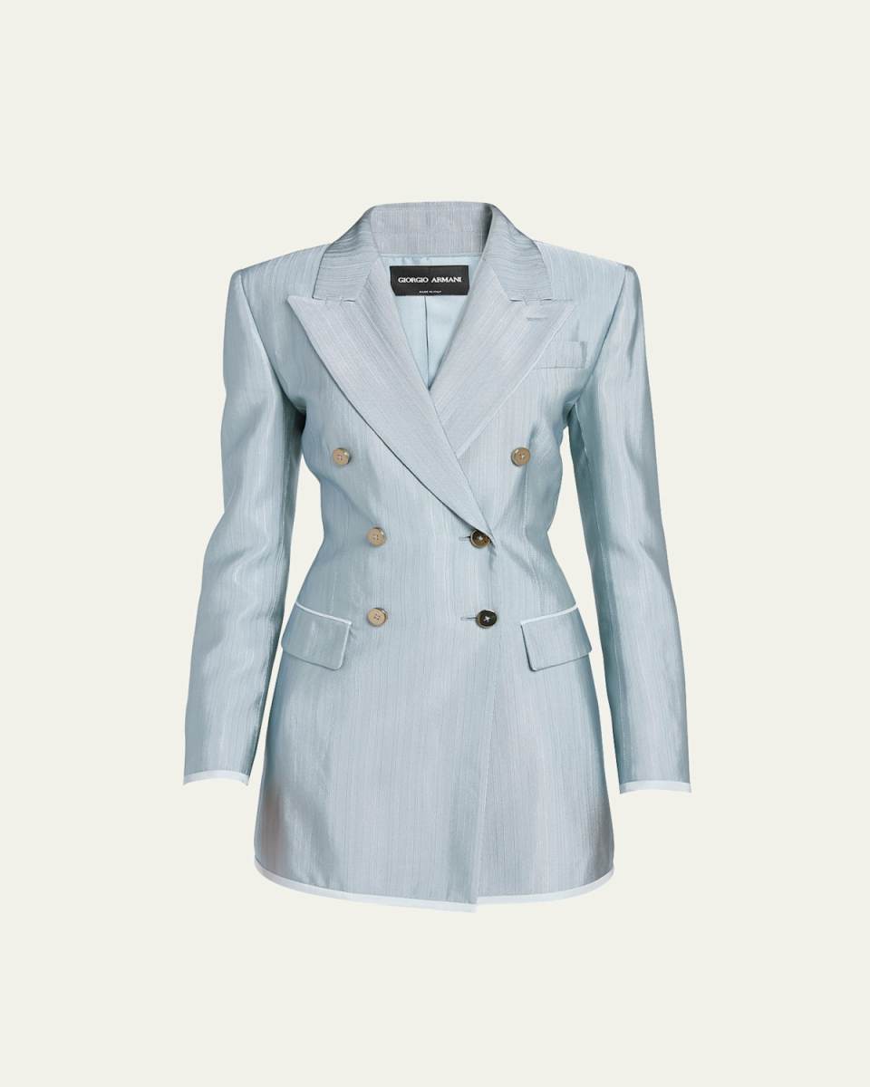 Textured Viscose Double-Breasted Blazer
