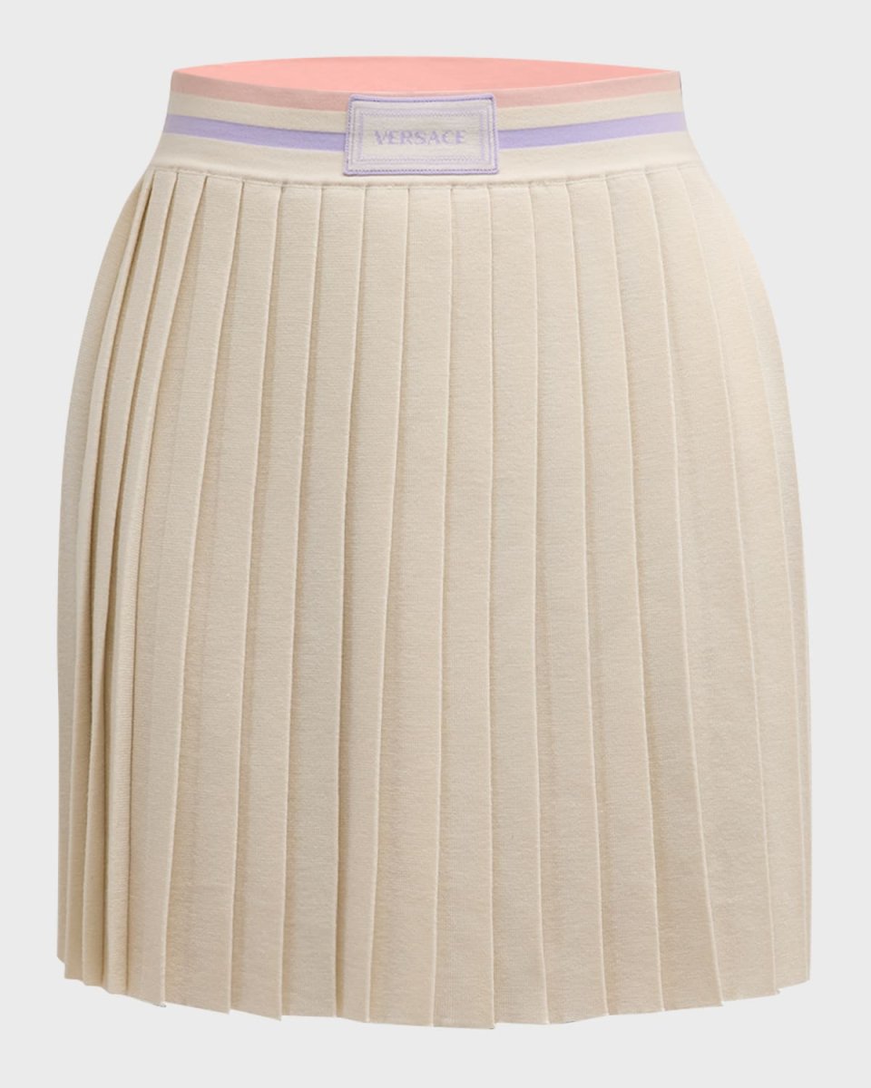 Pleated Knit Varsity Mini Skirt