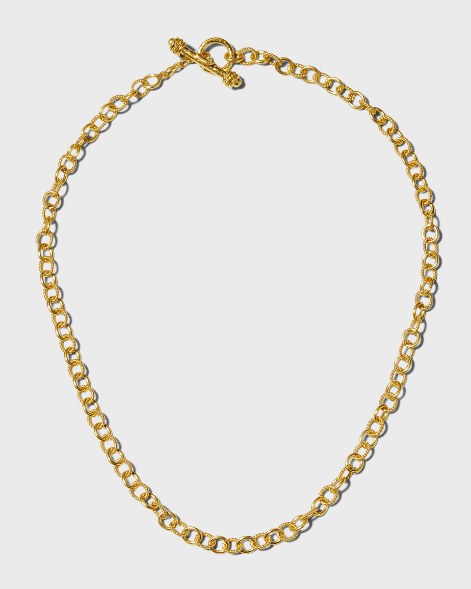 Tiny Sicilian 19K Gold Link Necklace, 18"
