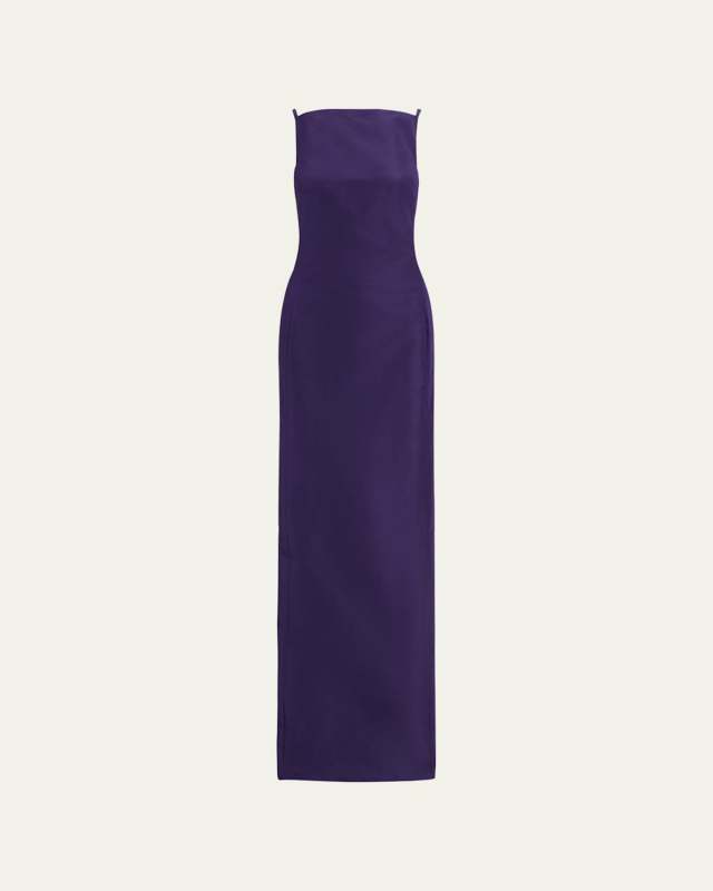 Krystina Straight-Neck Column Evening Dress
