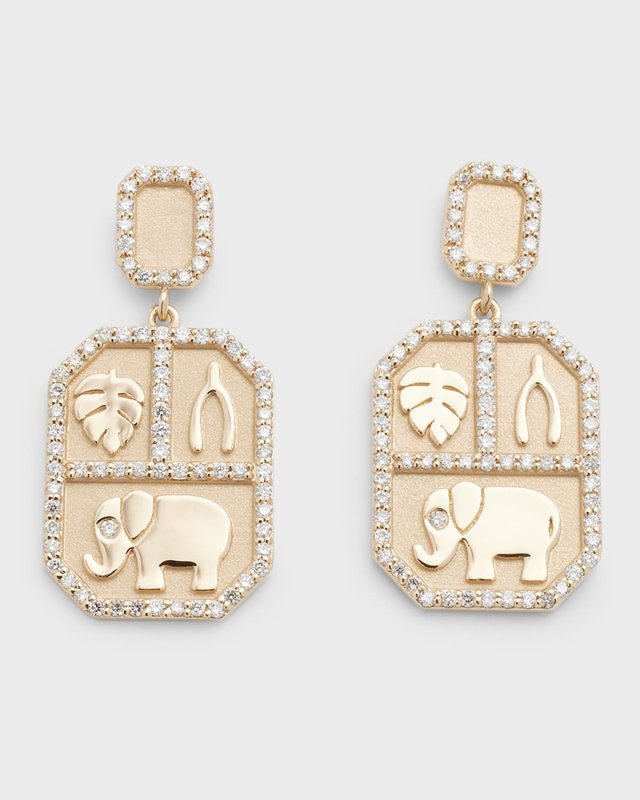Rectangular Trio Icon Statement Earrings
