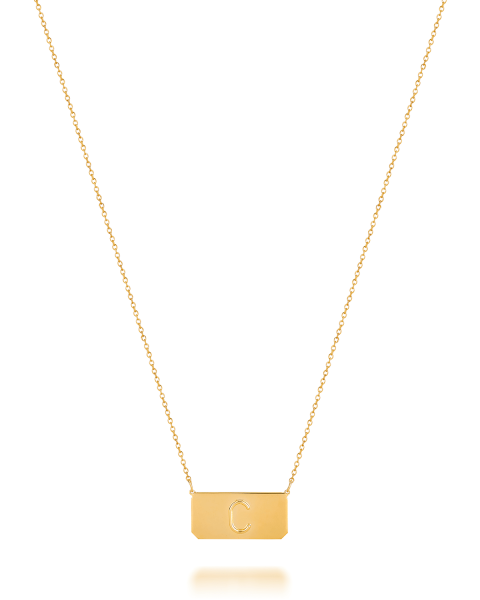 Kari 14K Gold Initial Bar Necklace