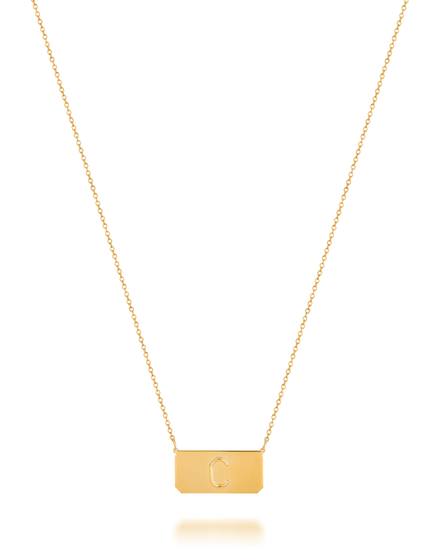 Kari 14K Gold Initial Bar Necklace