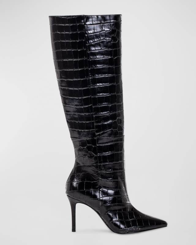 Tory Croco Stiletto Knee Boots