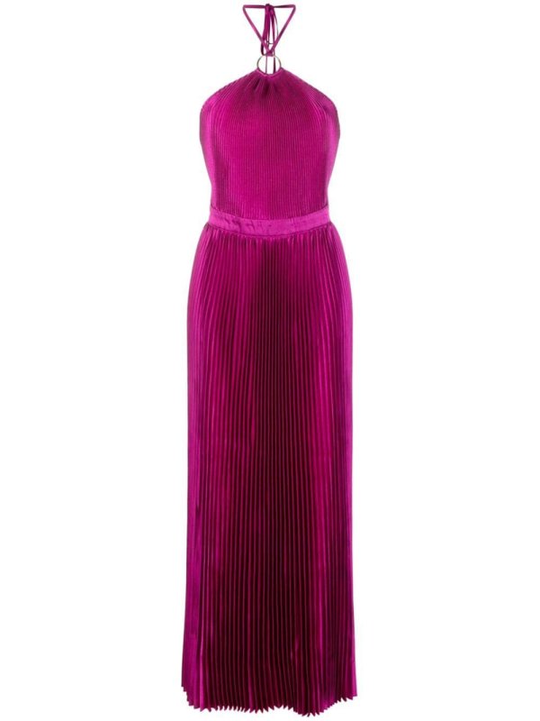 pleated halterneck dress