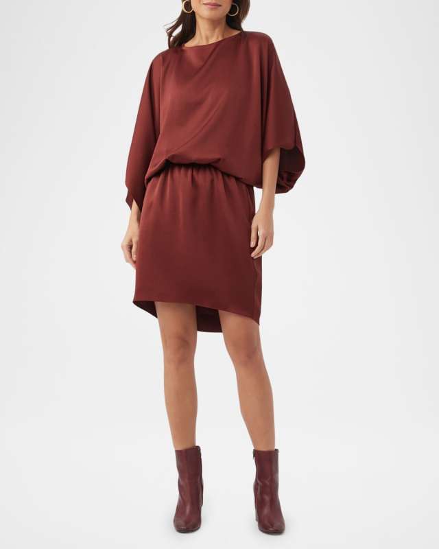 Manhattan Blouson Satin Mini Dress