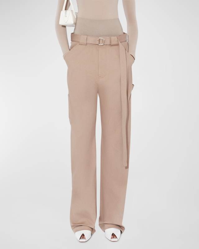 Wide-Leg Cargo Trousers with Knit Band