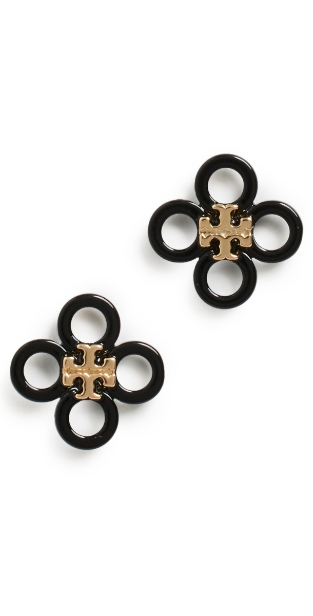 Tory Burch Small Kira Clover Studs Tory Gold/Black