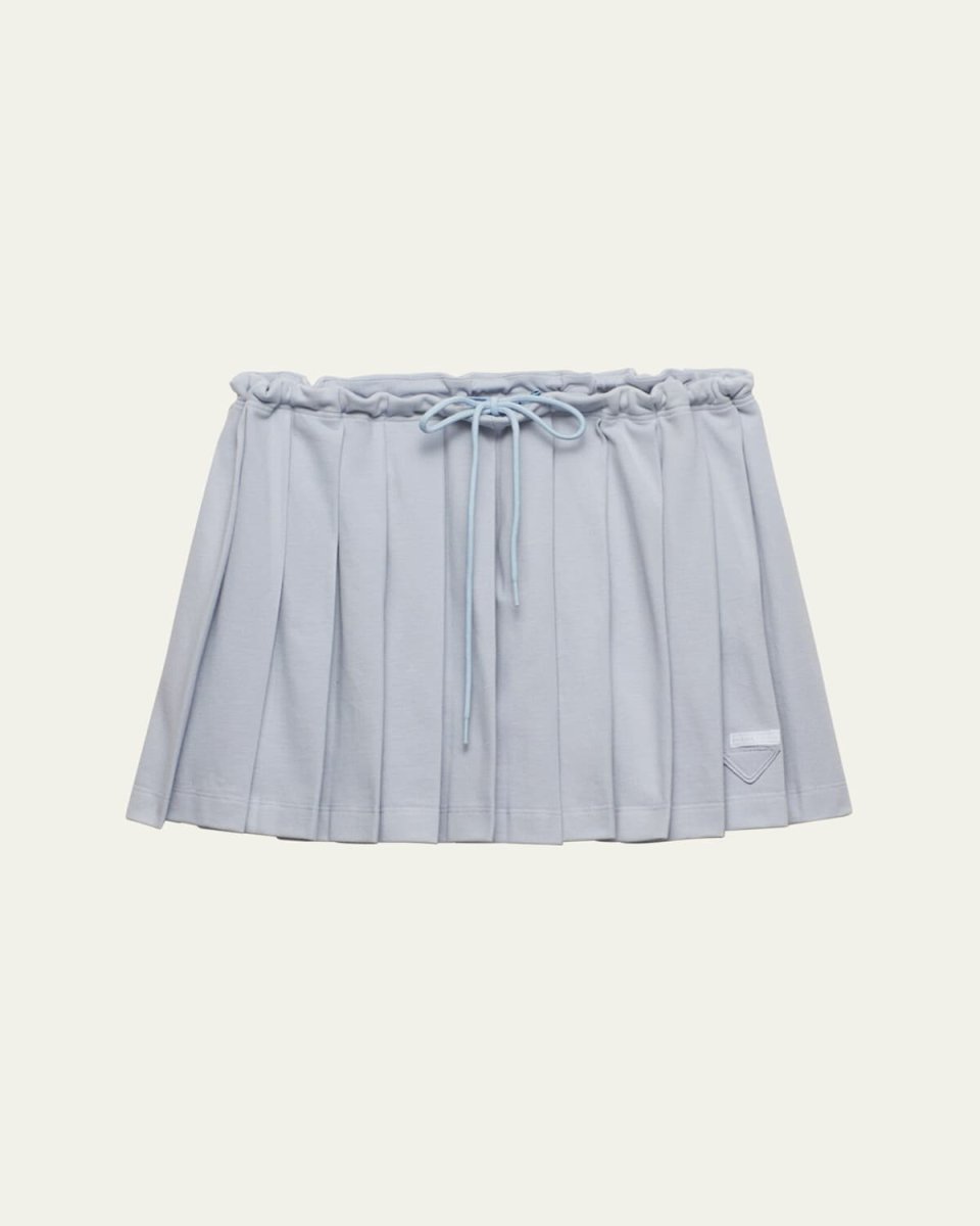 Pleated Pique Drawstring Mini Skirt