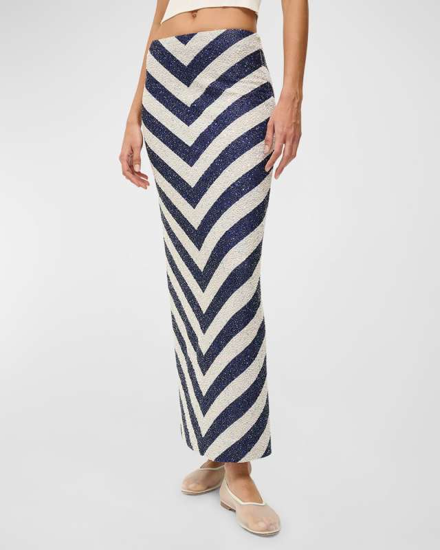 St. Tropez Long Sequin Chevron Skirt