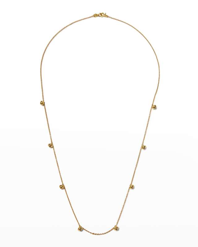 18k Gold Mini Jingle Bell Necklace, 28"L