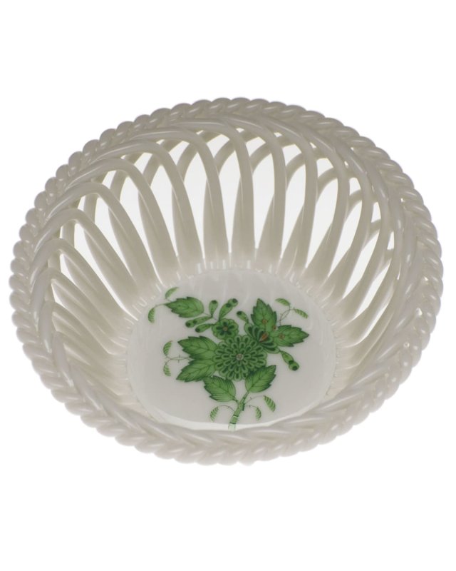 Chinese Bouquet Green Small Openwork Basket
