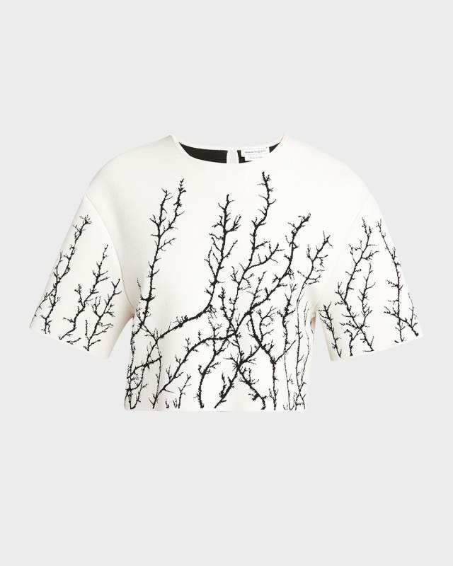 Thorn Jacquard Short-Sleeve Crop Top