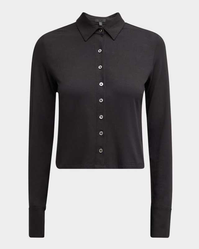 Matte Jersey Button-Front Top