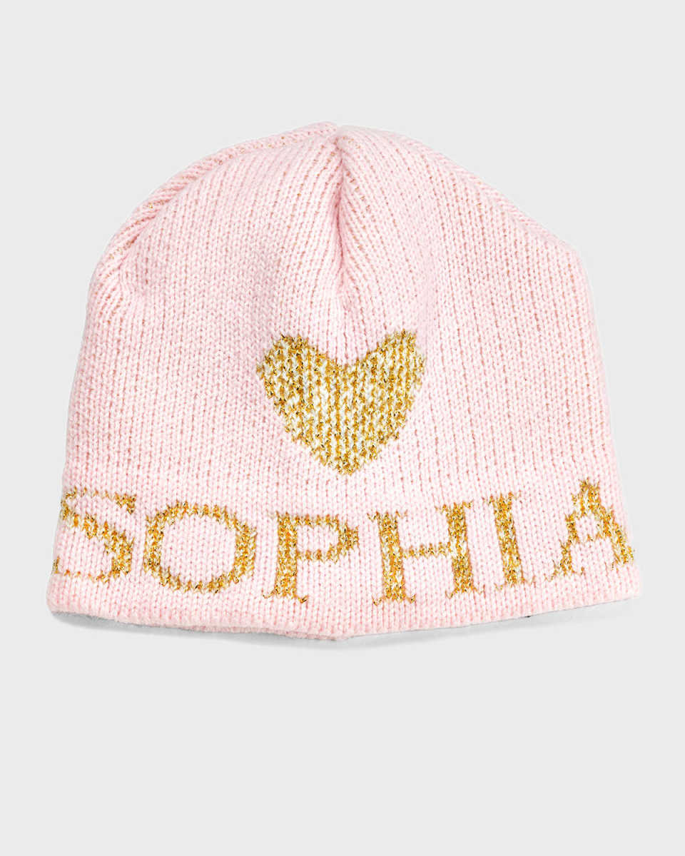 Kid's Single Heart Metallic Beanie Hat