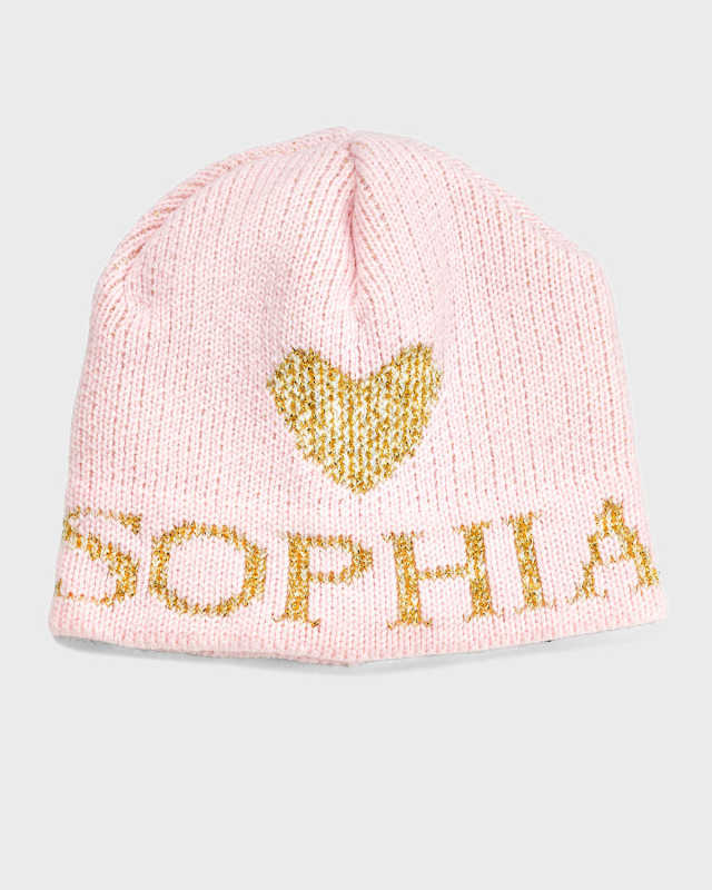 Kid's Single Heart Metallic Beanie Hat