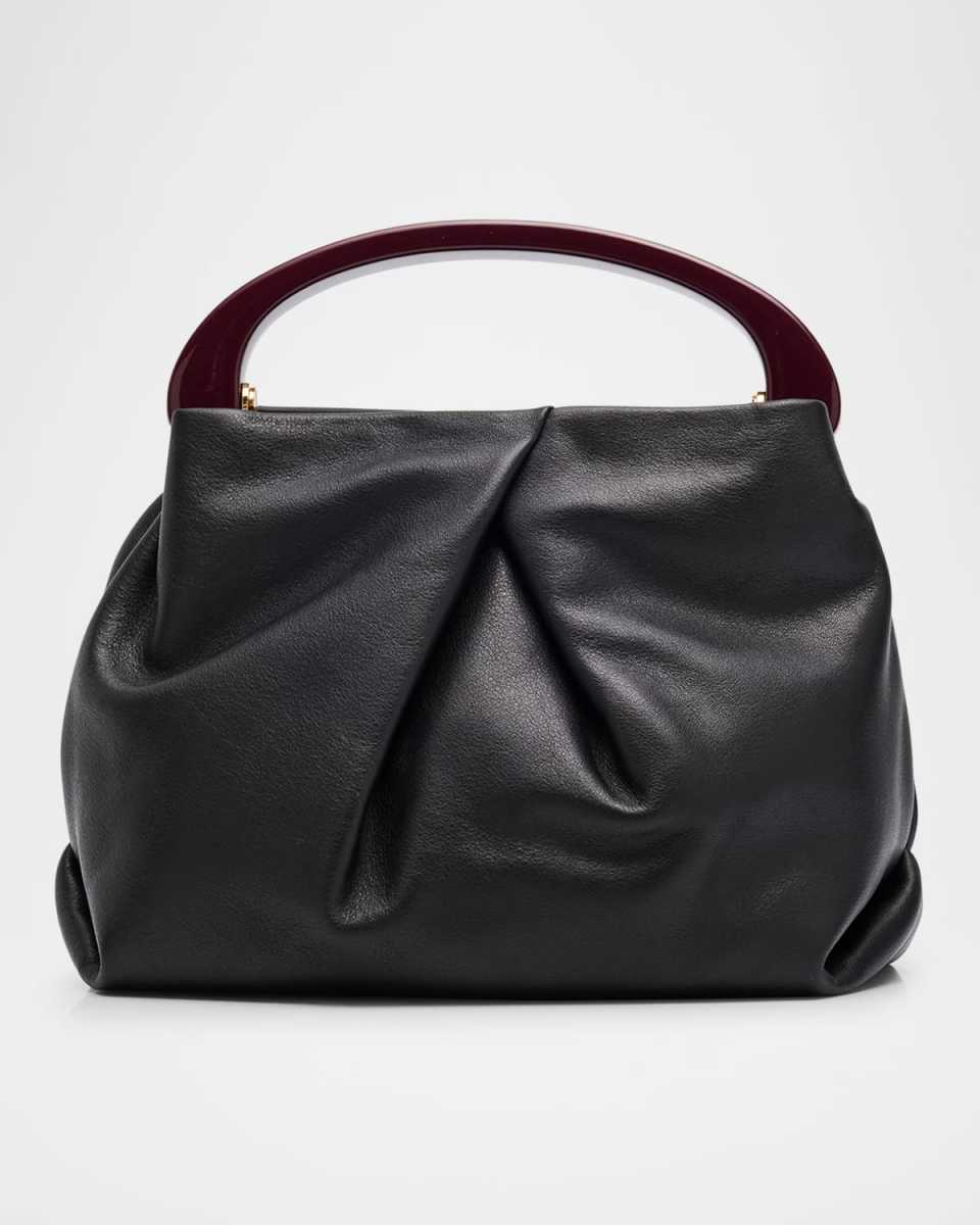 Crisp Structured Leather Top-Handle Bag