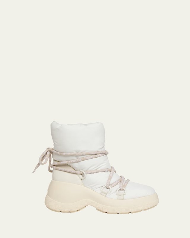 Resile Puffy Nylon Lace-Up Booties