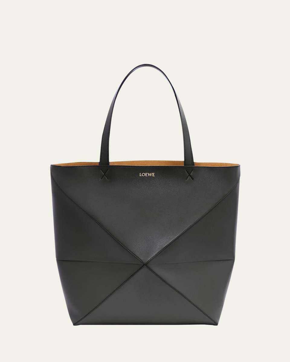 Puzzle Fold Large Tote Bag in Shiny Leather