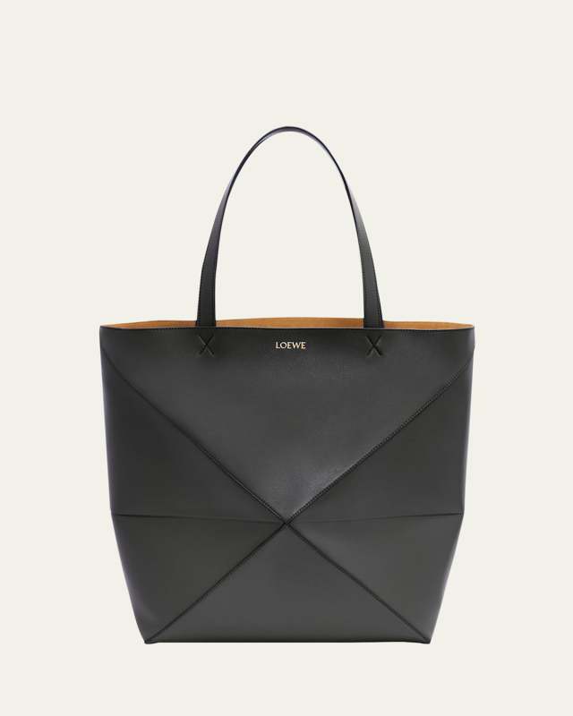 Puzzle Fold Large Tote Bag in Shiny Leather