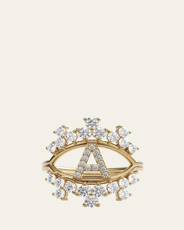 Sara 18K Yellow Gold Diamond Ring, Letter A