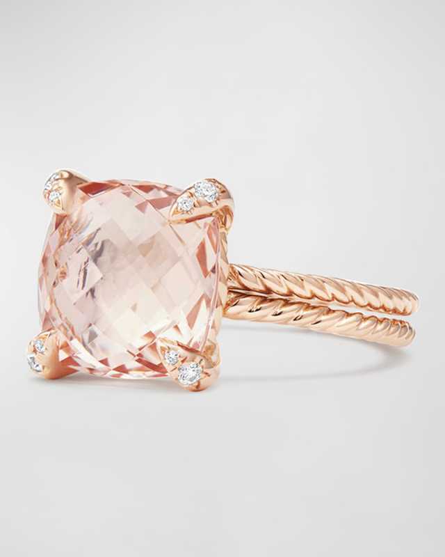 Chatelaine 11mm Rose Gold Ring with Morganite & Diamonds