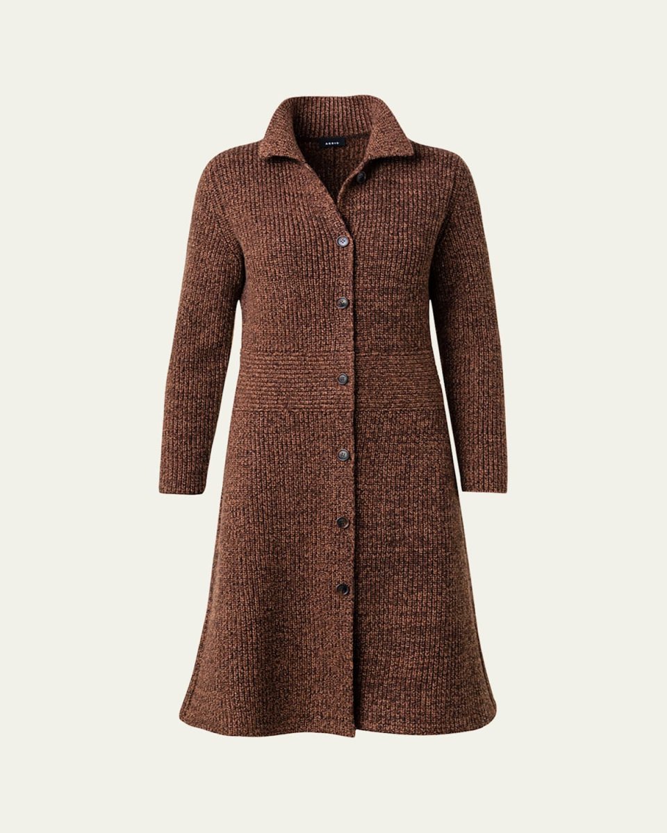 Cashmere Mouline Ribbed Knit Top Coat