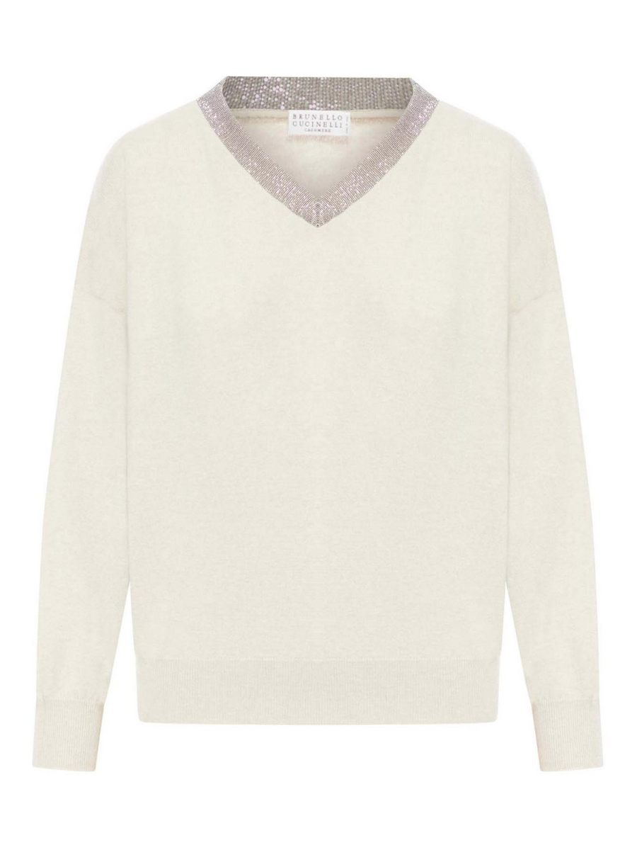 Brunello Cucinelli Pull À Col V - Blanc