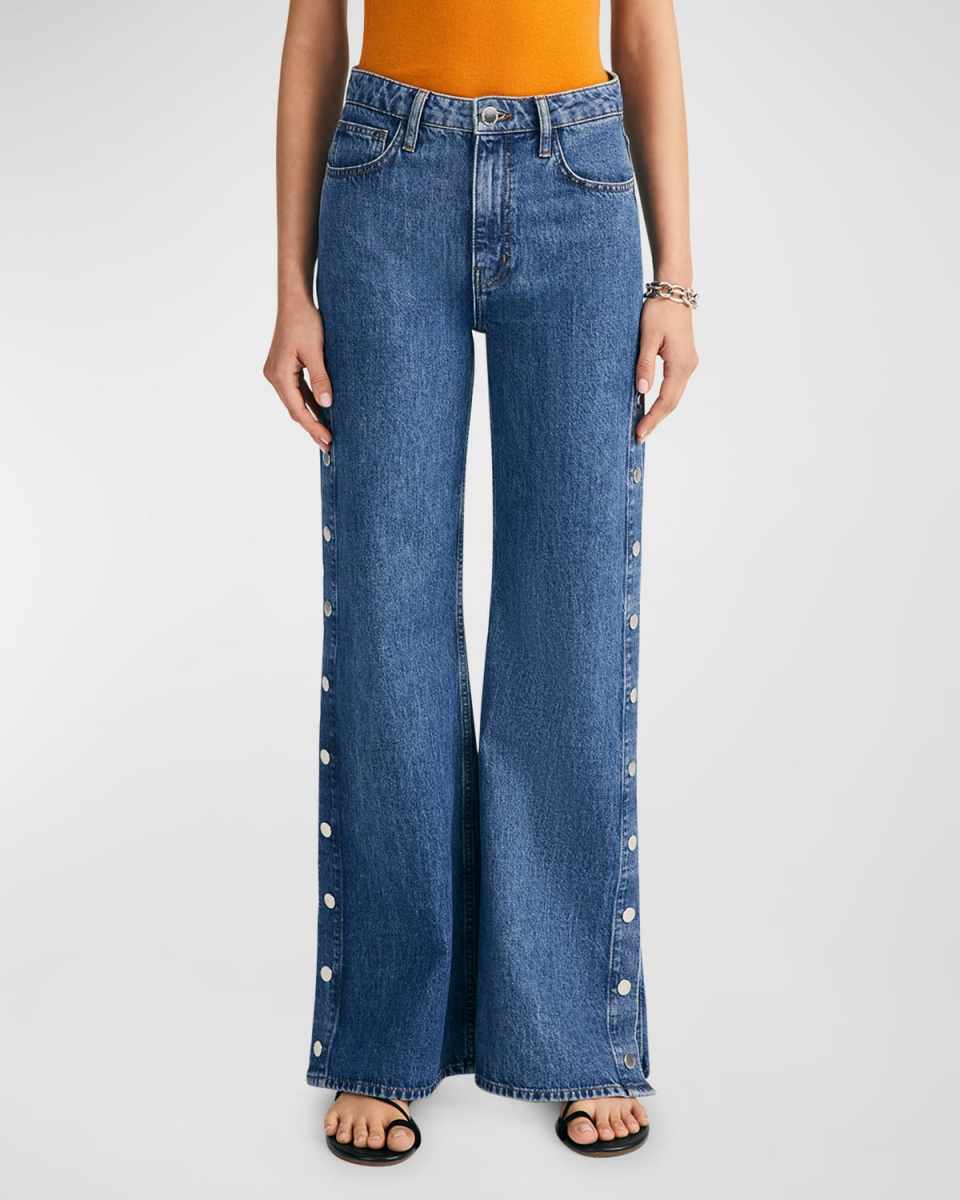 Nolan Side Snap Wide-Leg Jeans