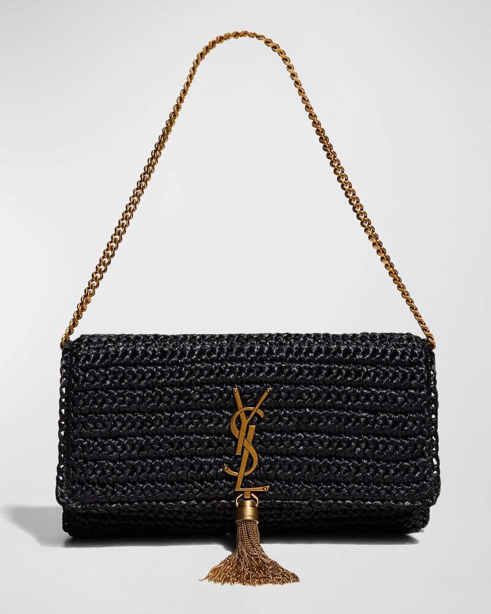 Kate 99 YSL Tassel Shoulder Bag in Raffia