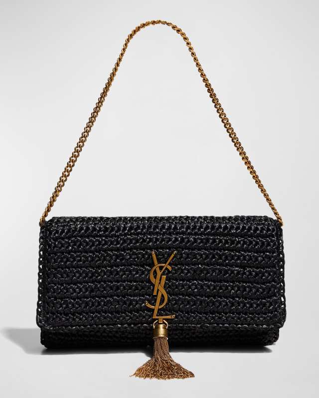 Kate 99 YSL Tassel Shoulder Bag in Raffia