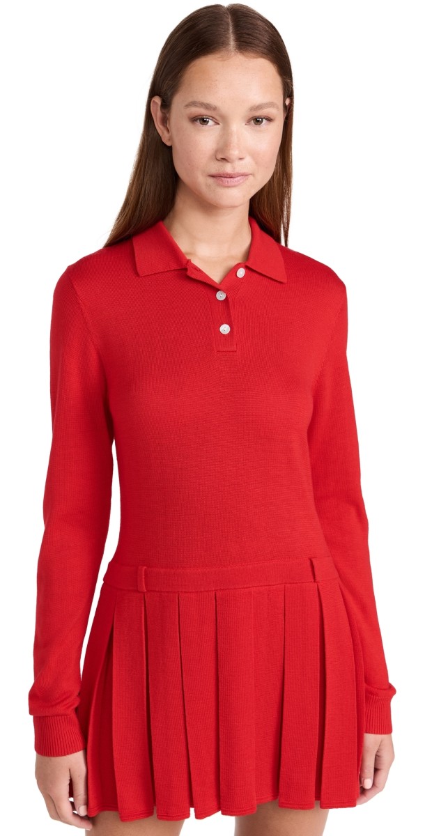 Sandy Liang Hague Sweater Dress Red