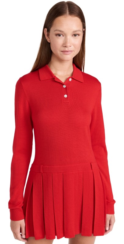 Sandy Liang Hague Sweater Dress Red