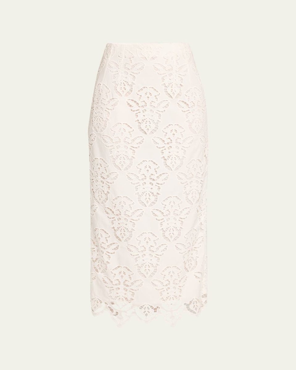 Sienna Cotton Lace Pencil Midi Skirt